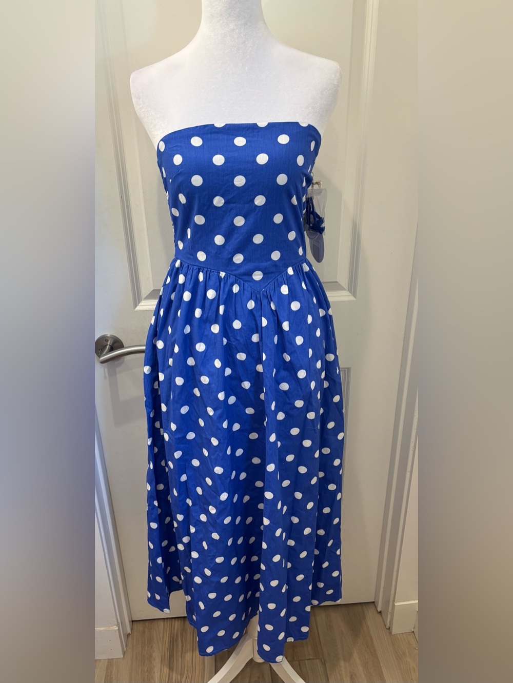 NWT Jessica Simpson Royal Blue Polka Dot Strapless Dress- XS